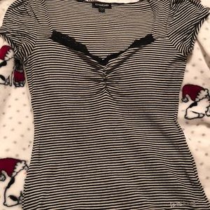 Bebe black and white striped top